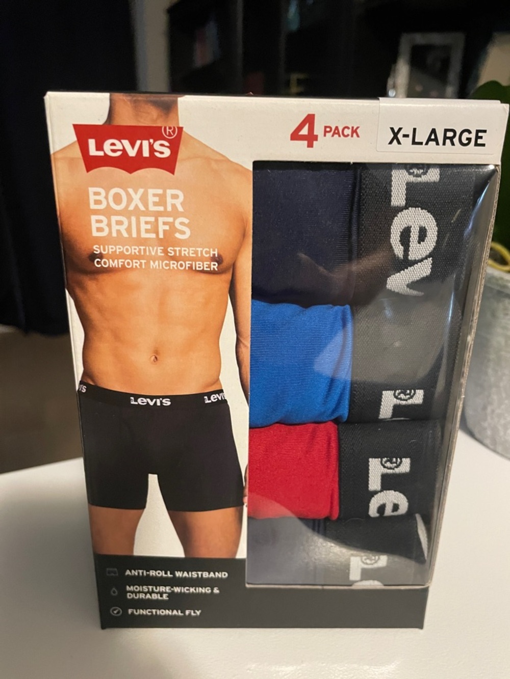 Levi's 4-Pack Boxer Briefs in Black, Blue, Red